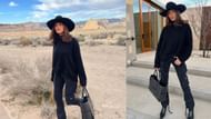Culpo posing in an all-black ensemble. Credit: @oliviaculpo (IG)